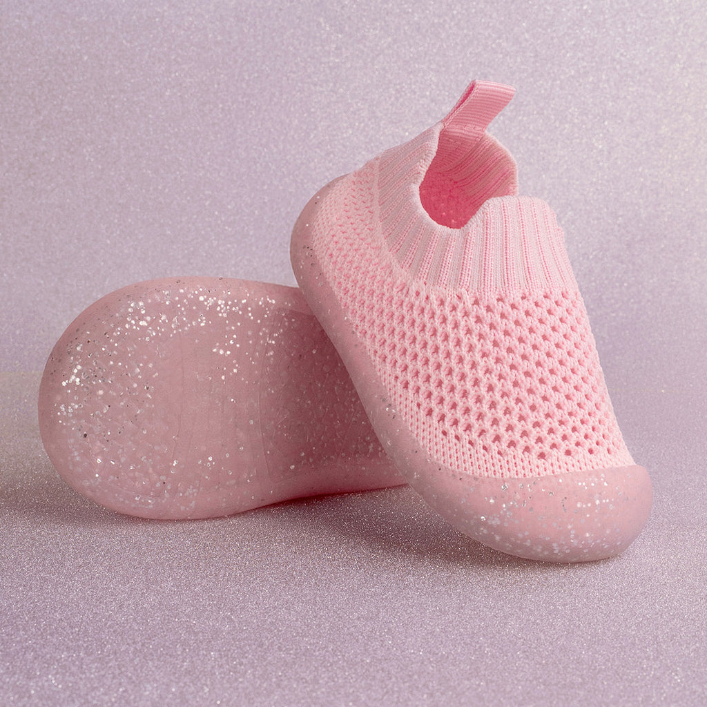 MiniWalk Chaussures à enfiler roses à paillettes