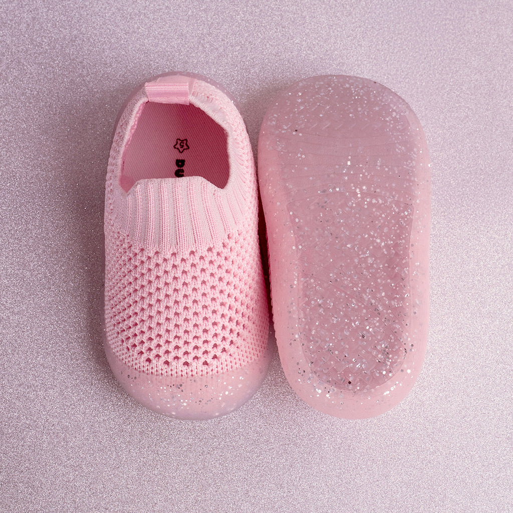 MiniWalk Chaussures à enfiler roses à paillettes