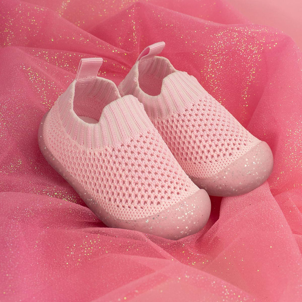 MiniWalk Chaussures à enfiler roses à paillettes