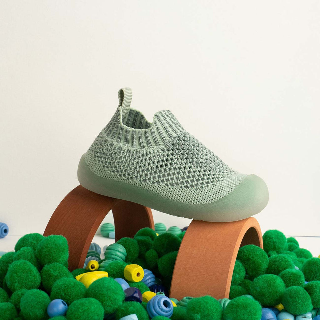 MiniWalk Chaussures à enfiler en vert sauge moucheté