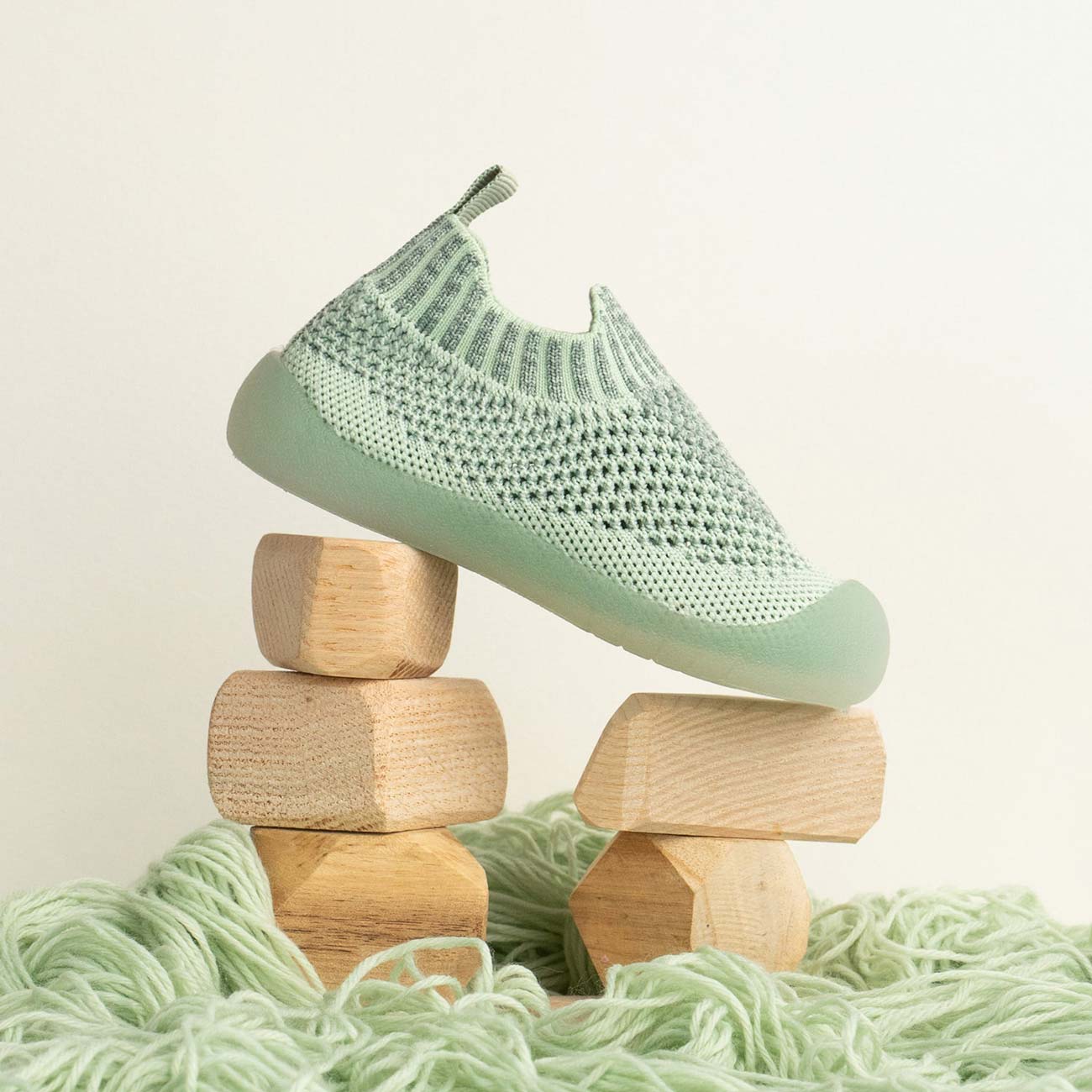 MiniWalk Chaussures à enfiler en vert sauge moucheté