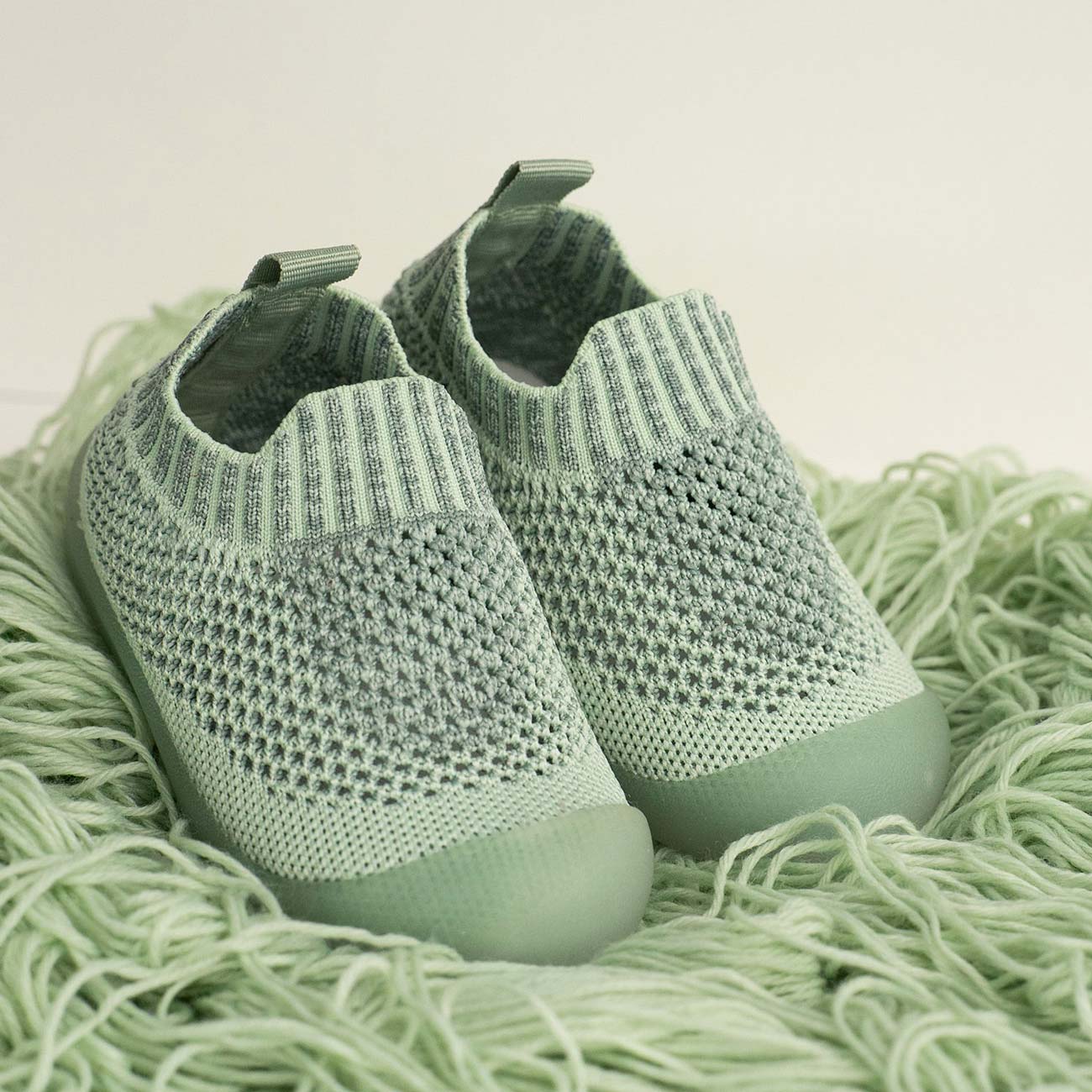 MiniWalk Chaussures à enfiler en vert sauge moucheté